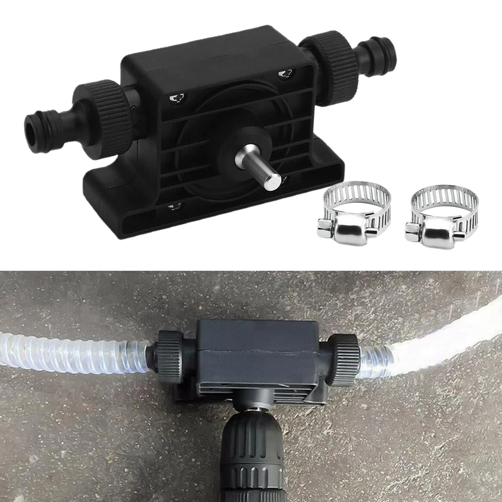 Black Electric Drill Drive Pump Oil Water Fluid Mini Self Priming Transfer Pump Two Connectors For Drill Chucks