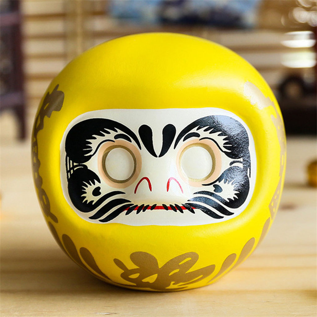 Japanese Daruma Doll Sculpture Business churinga for Good Luck Lucky Charm Fengshui Craft for Bookshelf Desktop Bedroom Decor