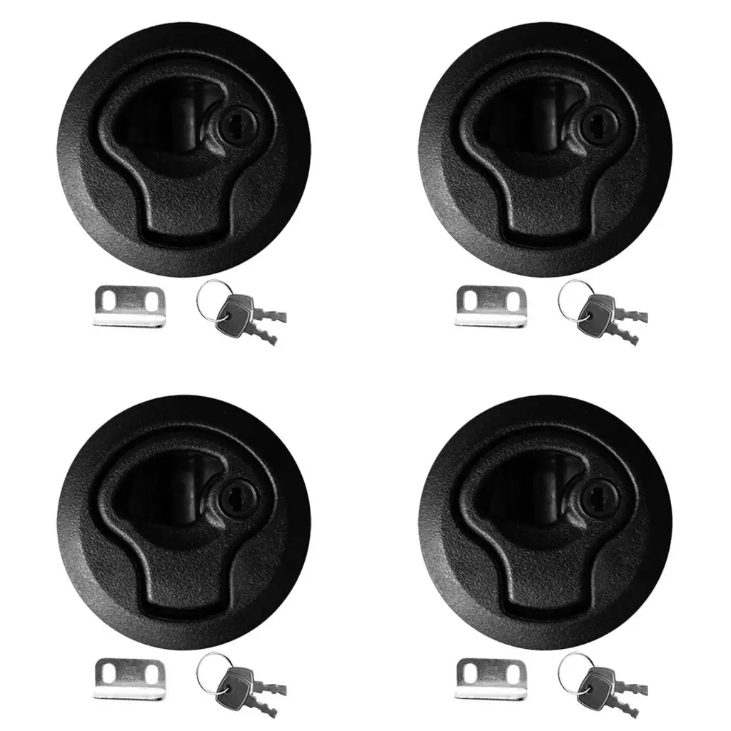 4 Pieces/ Set Round 2``/50mm Flush Pull Slam Latches with Keys for Boat Deck Hatch 1/4`` Door - Locking Style