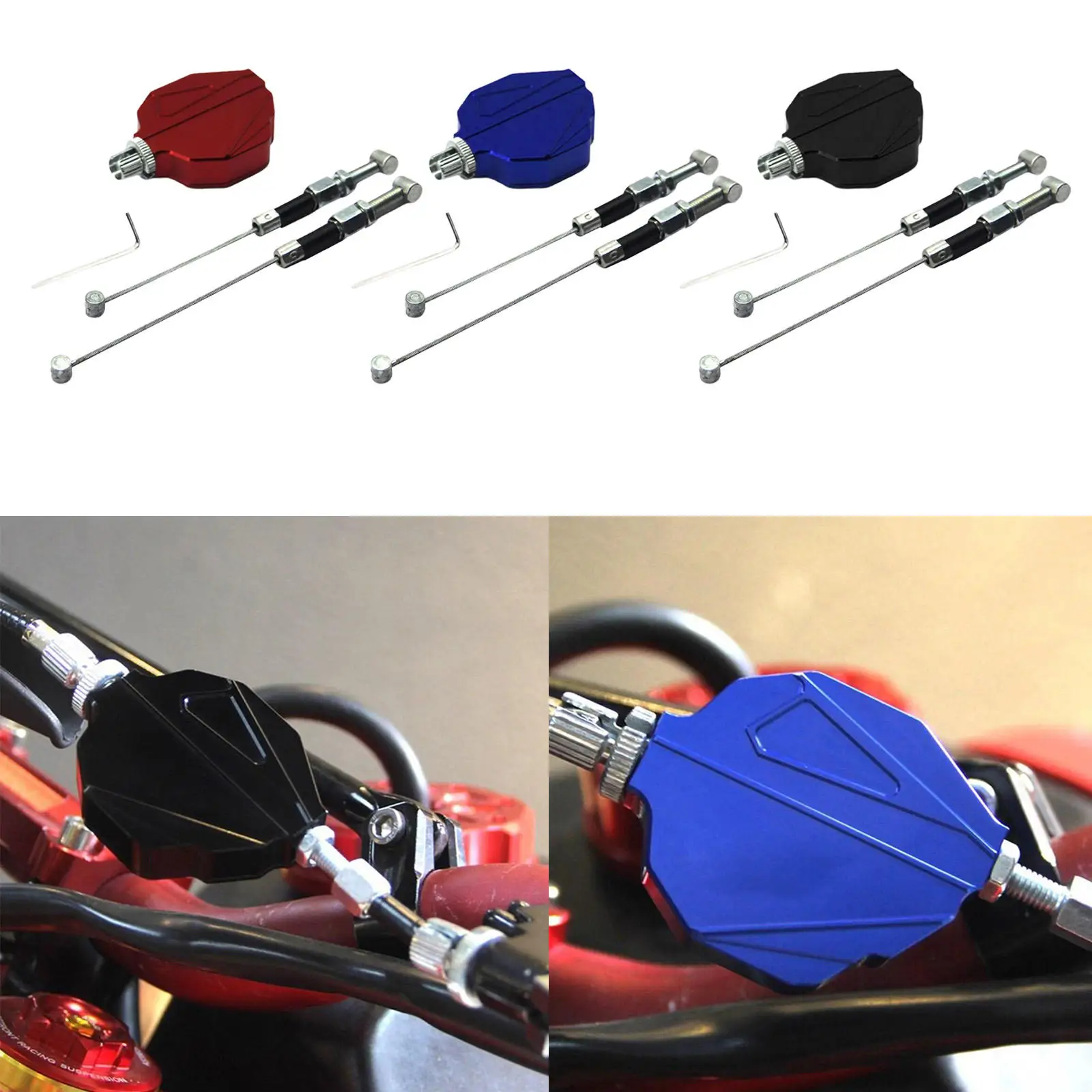 Durable Motorcycle CNC Stunt Clutch Pull Cable Lever Replacement Easy Pull System (Aluminum Alloy Material)