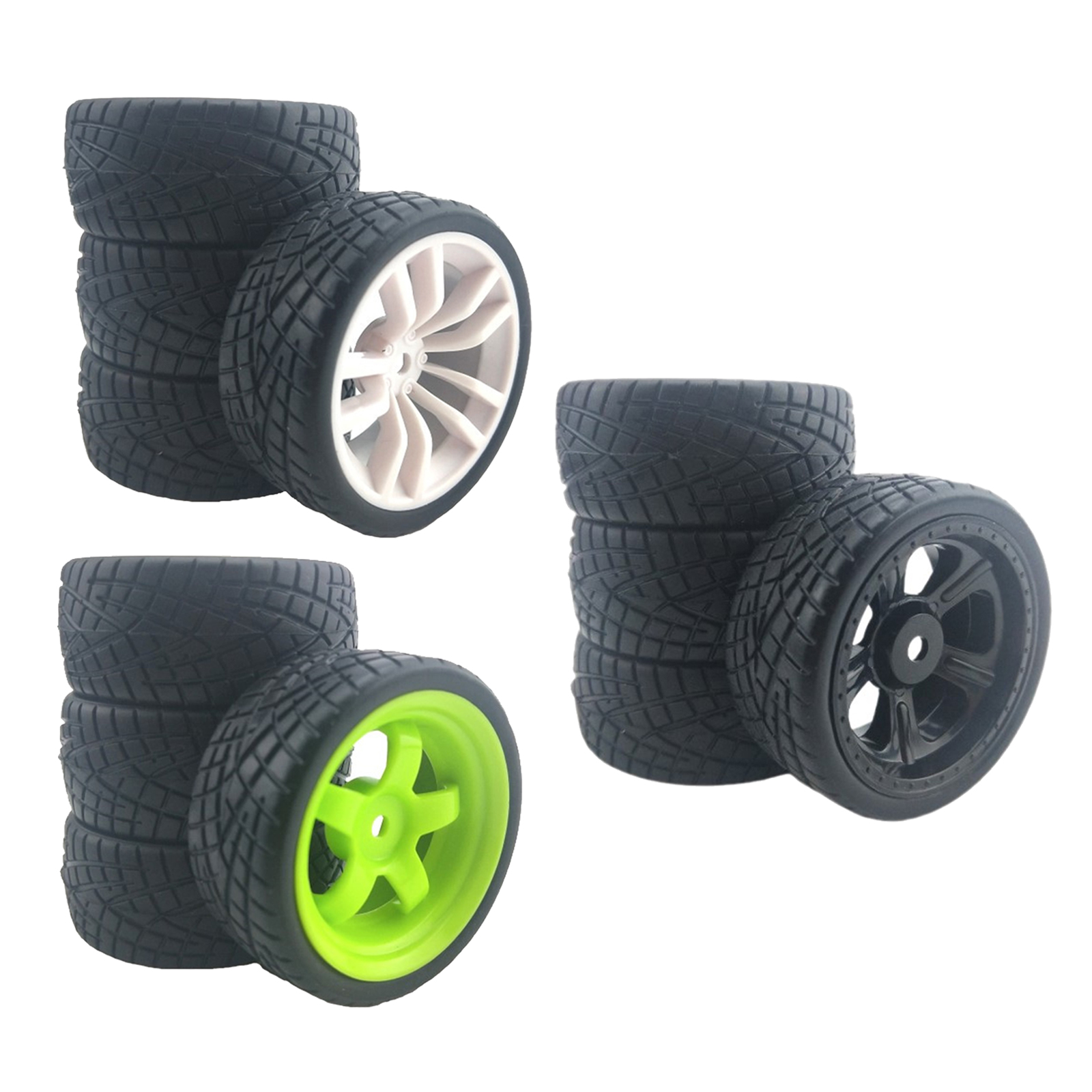 Pack of 4 1/10 RC Car Wheel Rims Tires Replace Parts for Tamiya 94123 RC Car Accessory Wear-resistant