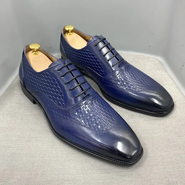 Original Luxury Men Shoes Formal Shoes lace shoe Vendome Flex Derby calf  leather Alligator pattern formal wear Suit shoes male shoe office 38~45  Size big shoe for men