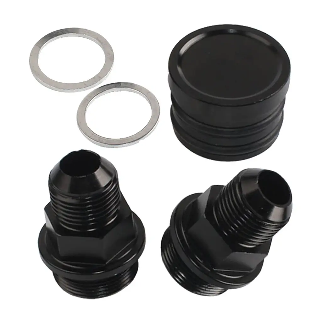 Black Rear Block Breather Fittings and Plug for B16 B18C Catch CAN M28 to 10AN (Joint *3, Gasket *2)