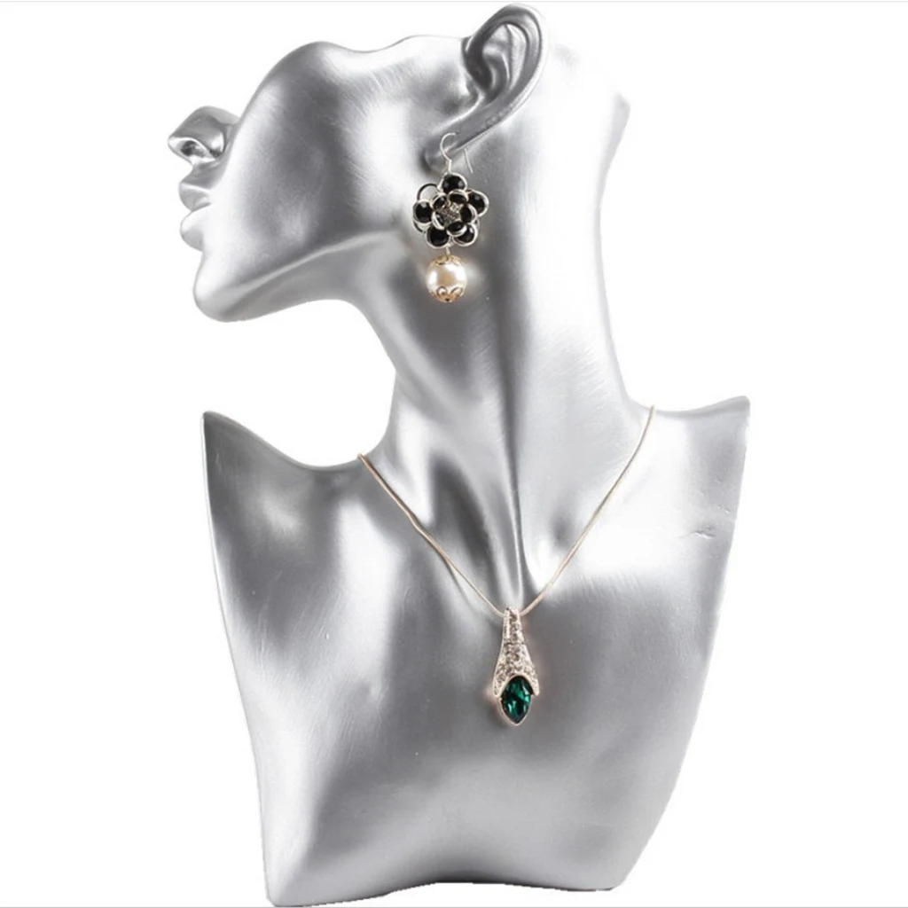 Necklace and Earring Bust Jewelry Display, Resin Material, Female Mannequin,