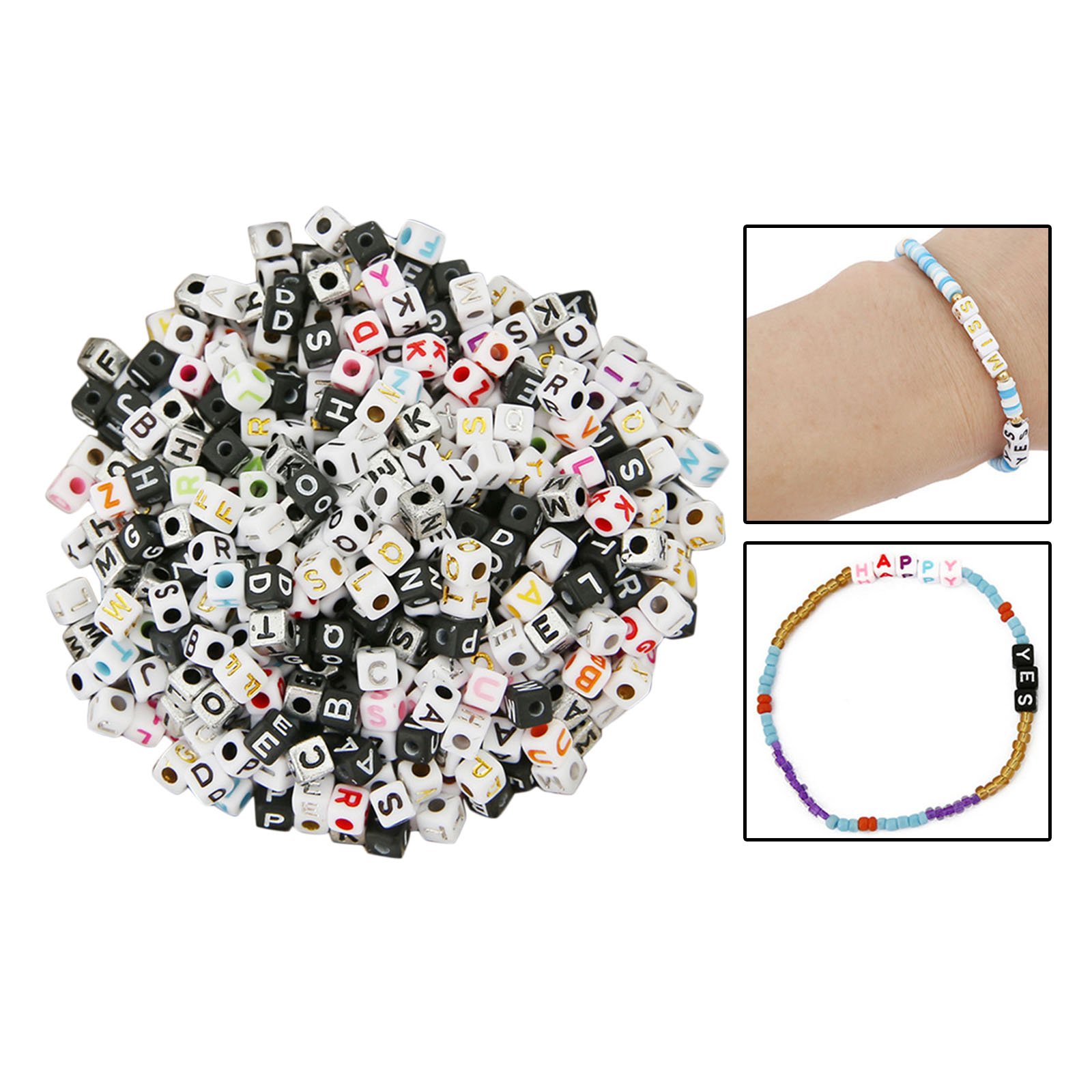 1200 Pieces 5mm Cube Plastic A-Z Alphabet Letters Beads Mixed DIY, Each Letter Included