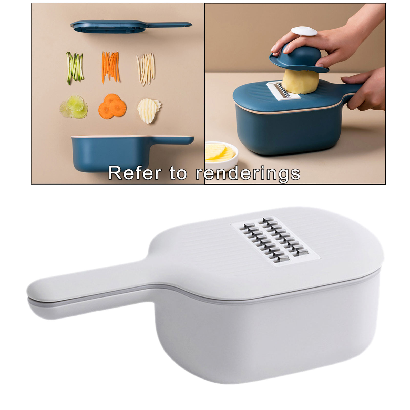 Multifunctional Vegetable Slicer Grater Veggie Dicers Food Choppers Cutter with 4 Blades Storage Container Onions Supplies