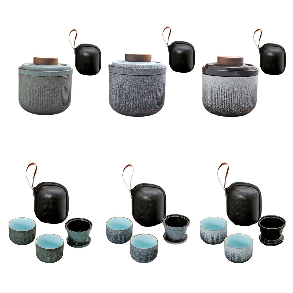 Portable Travel Ceramic Tea Pot Set Ceramic Gongfu Porcelain Tea Infuser Tea Set Travel Tea Set for Office Travel Picnic Adults