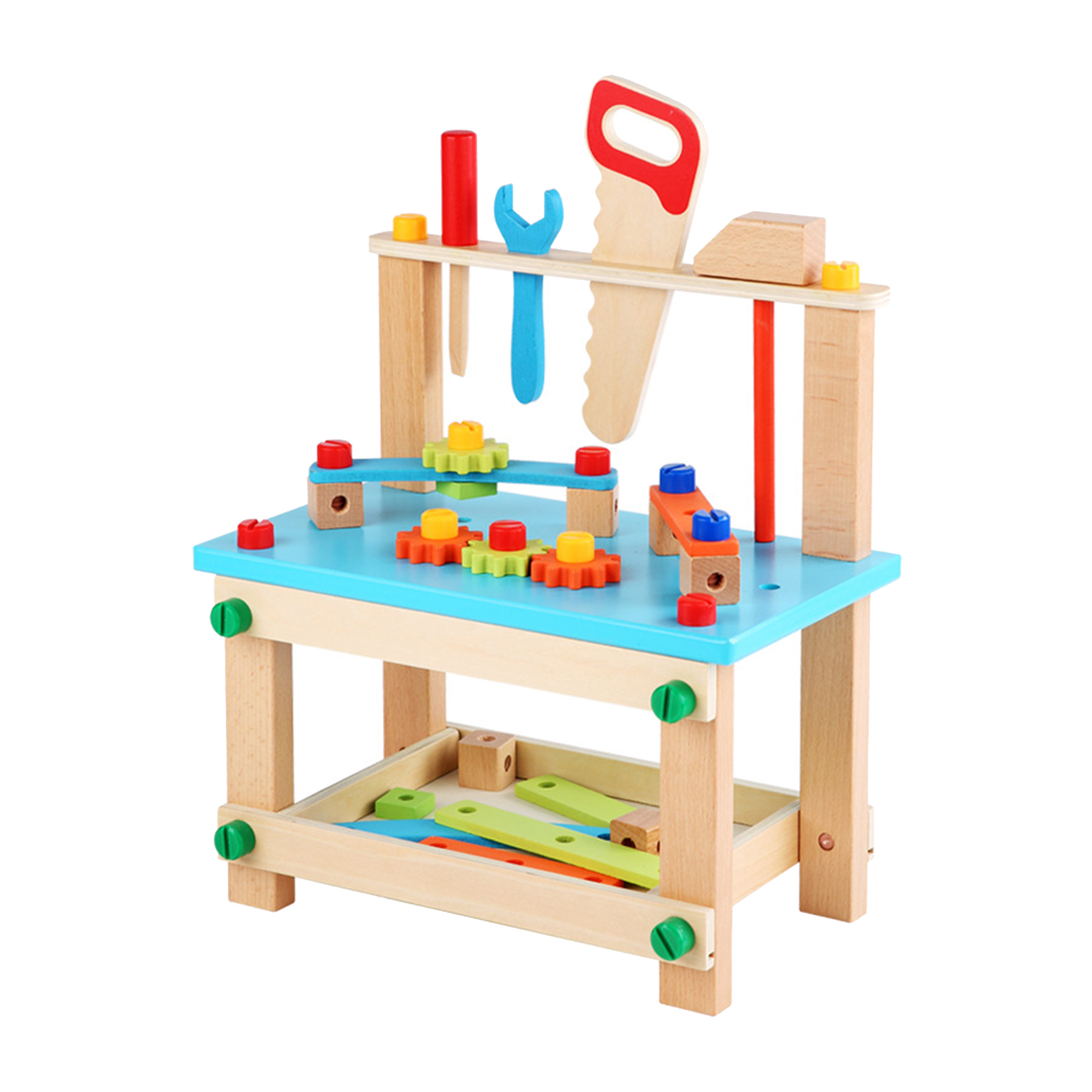 Wooden Tool Workbench Children Kids Play Toy Construction Building Set Gift