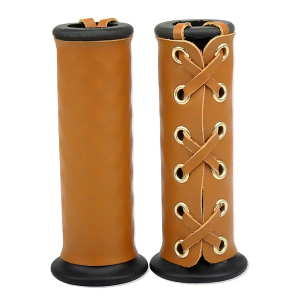 22mm Padded Leather Motorcycle Handlebar Grip Covers Set Vibration Dampening