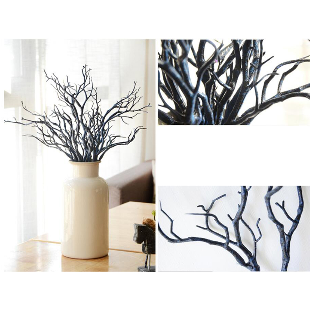 1 Bunch Of Blue Artificial Silk Ficus Tree Branches Faux Fake Lamination Arrangements Home Garden Office Market Restaurant