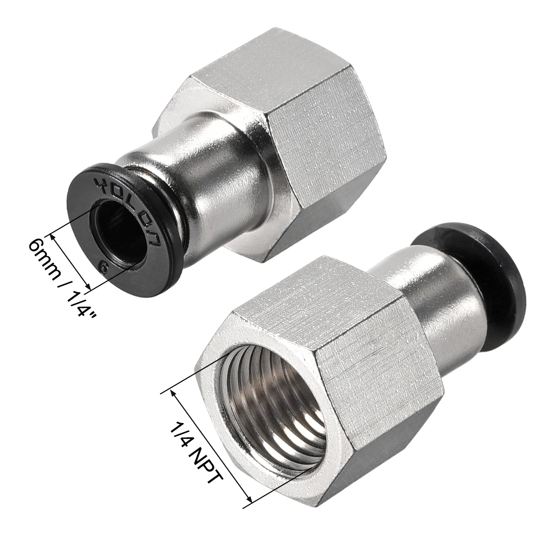 Push to Connect Tube Fitting Adapter 6mm OD x G1/8" Female 2pcs 