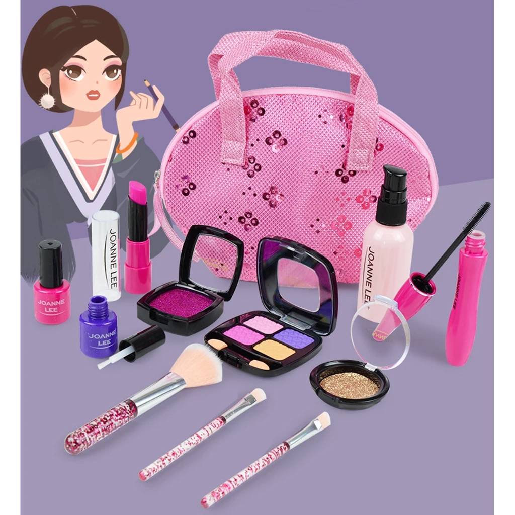 1 Set Pretend Play Makeup Set Kids Toys Eye Shadows with Handbag Little Girl Gift Age 3+