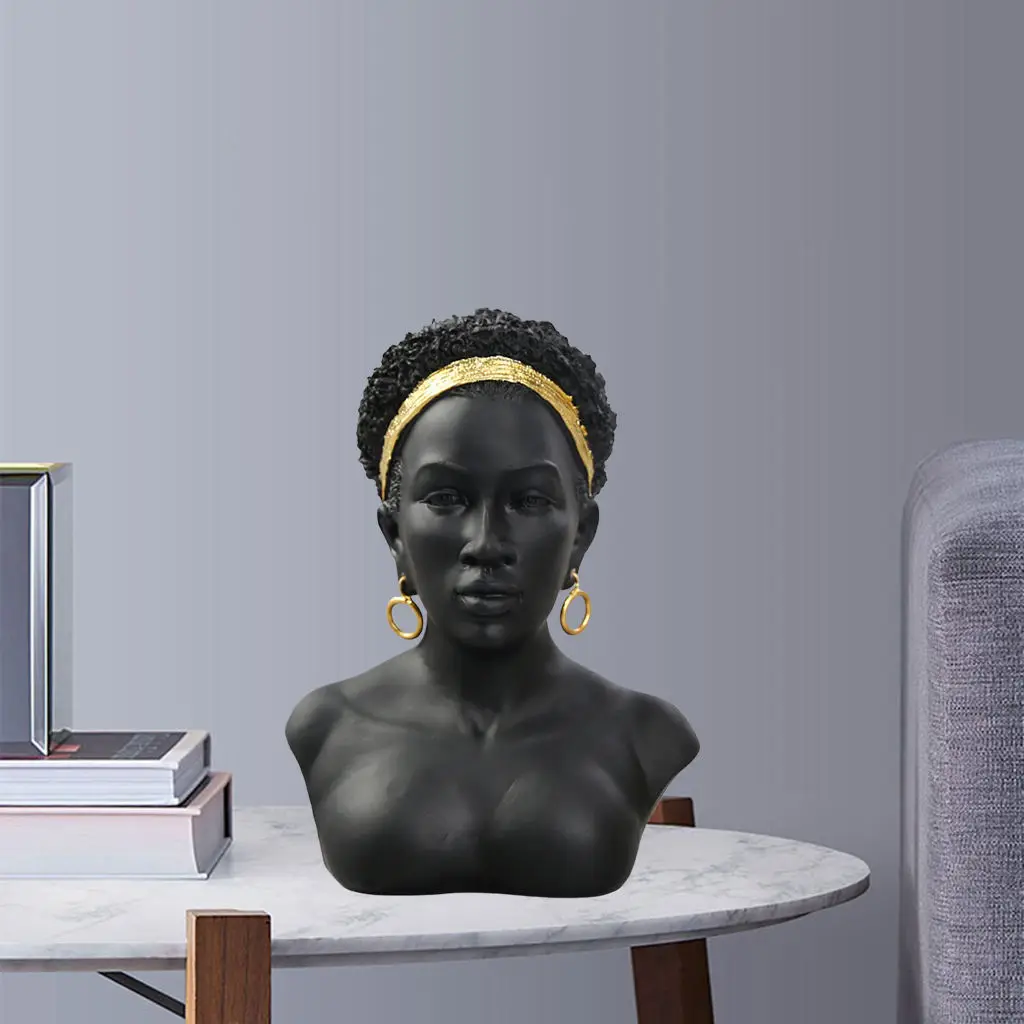 Creative African Woman Bust Art Sculpture Bookshelf Statue Bedroom Shelf Home Decor Tabletop Female Decoration Crafts