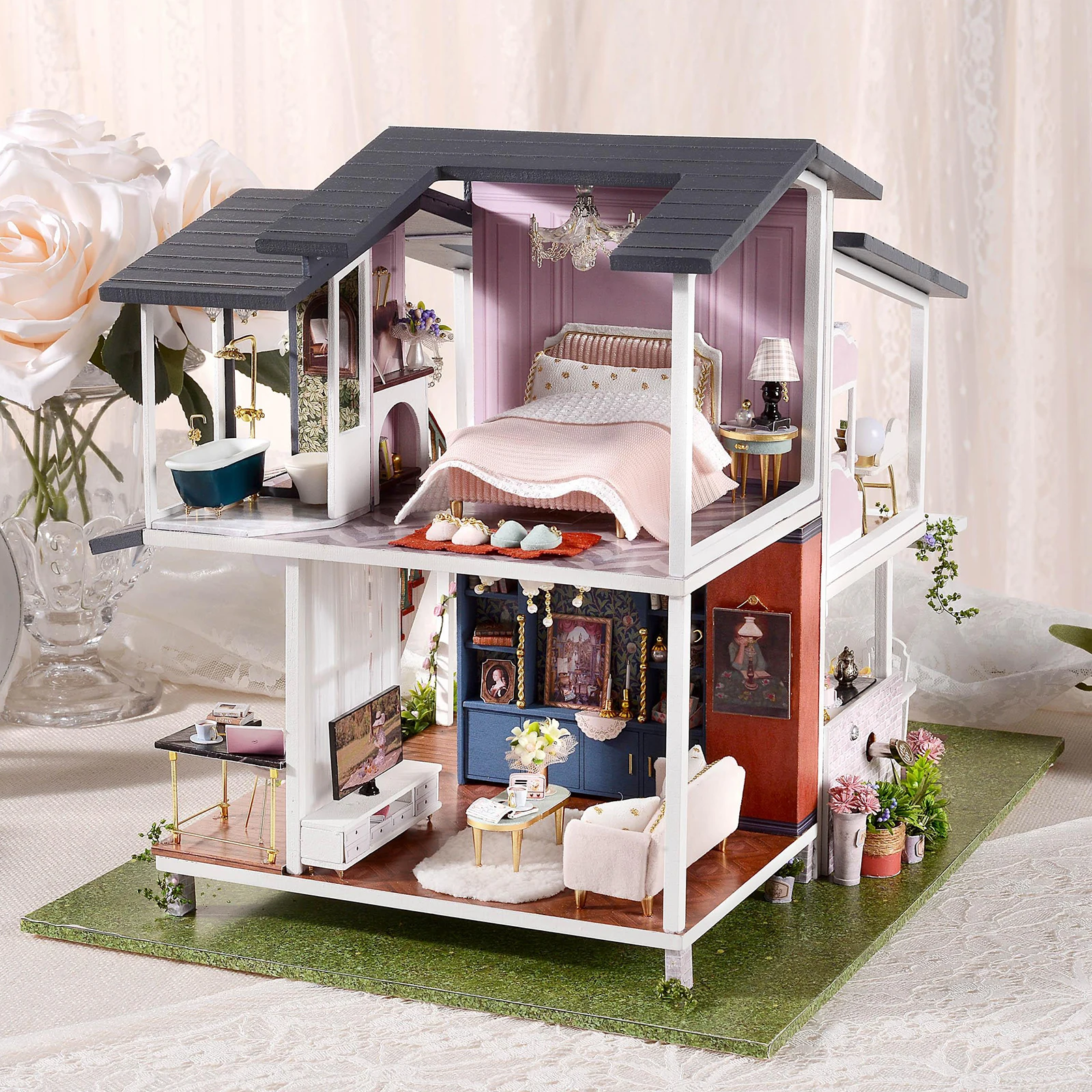 Miniature Dollhouse DIY Handcraft Kit Furnitures Wooden House Romantic House 