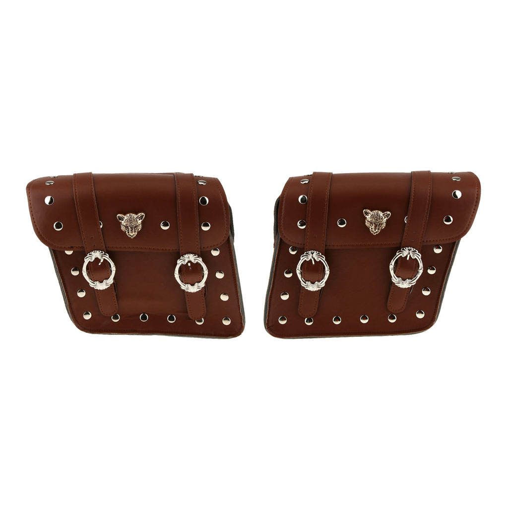 Pair PU Leather Motorcycle Motor Bike Side Saddle Bag Tool Fork Pouch Panniers for Men Women for Harley