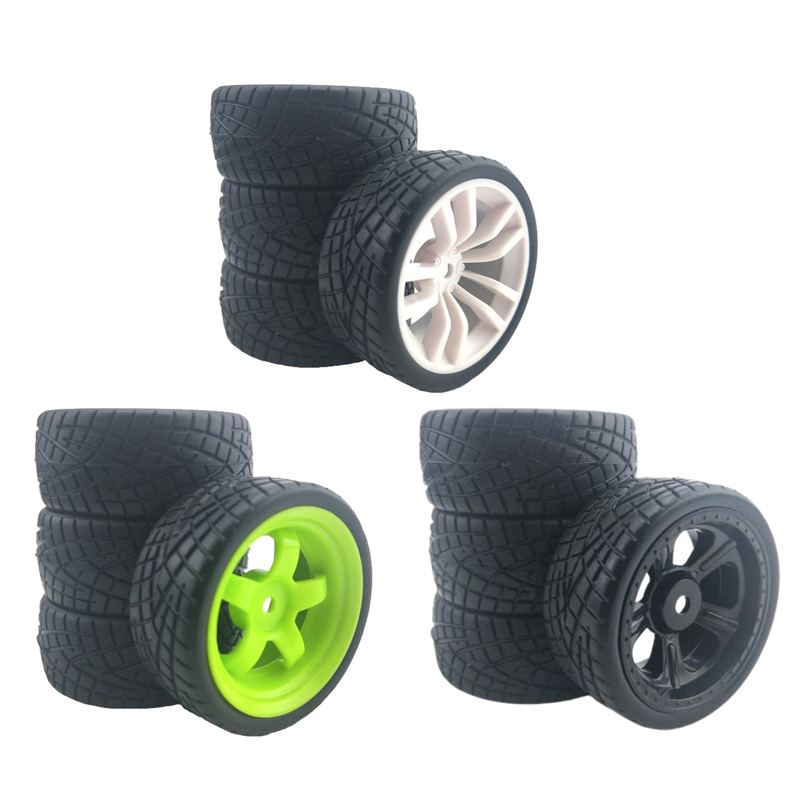 Pack of 4 1/10 RC Car Wheel Rims Tires Replace Parts for Tamiya 94123 RC Car Accessory Wear-resistant
