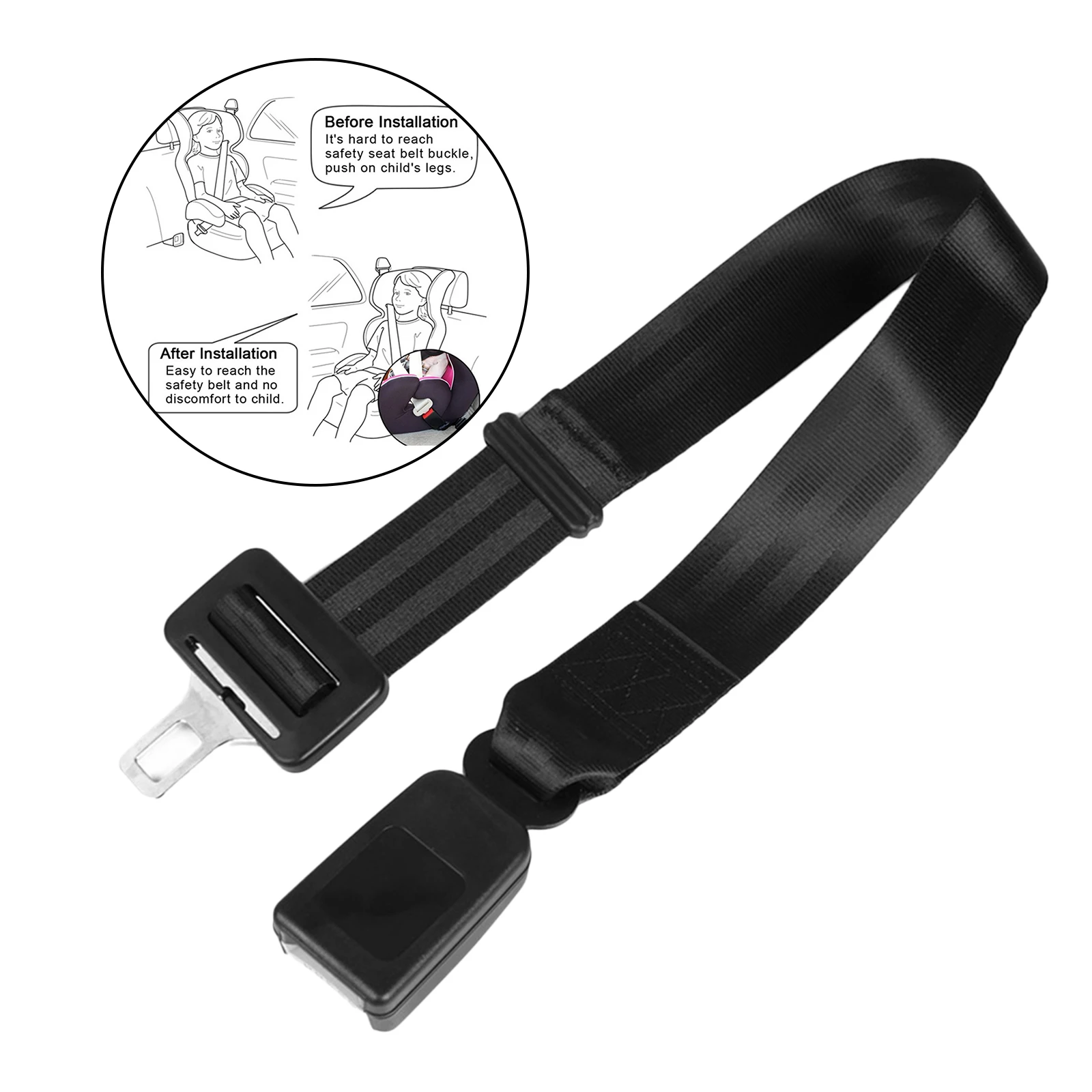 Universal Adjustable Car Seat Belt Buckles Extender 56-90CM for Baby Seat Easy to Use