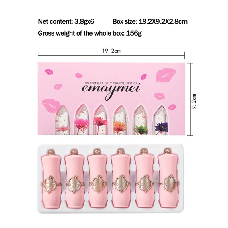 Best of 6Pcs / Box Crystal Clear Flower Jelly Lip Balm Kits Set Temperature Color Changing Lipstick Moisturizer Vitamin E Beauty Health Reviews & Tips - Image 4