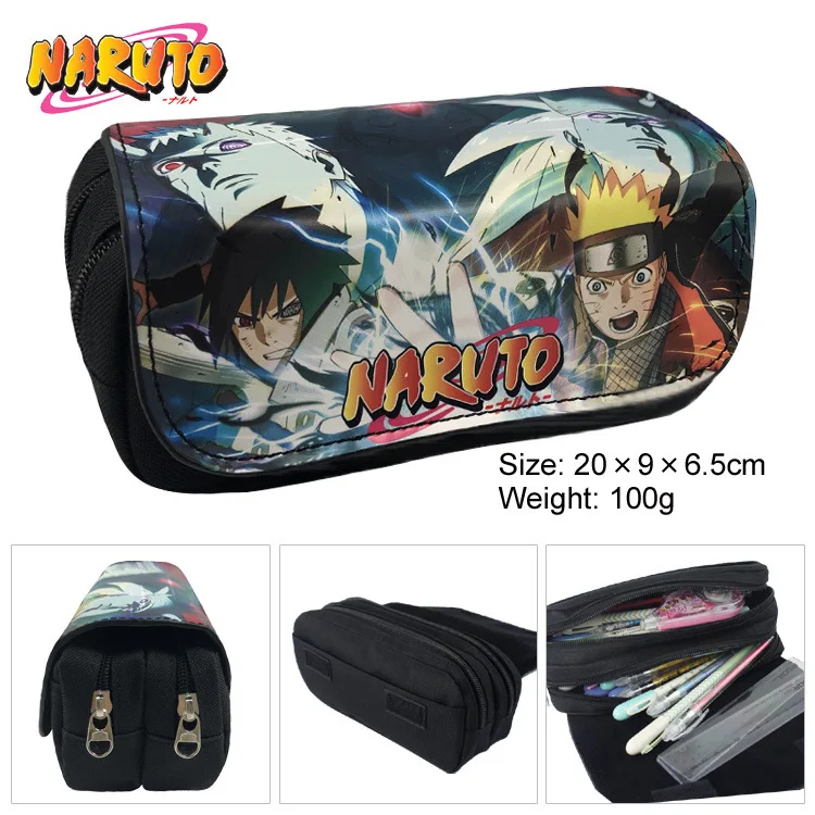 Anime Naruto Konoha Canvas Pen Bag Pencil Case Roll Up Stationery Cosplay Gift 