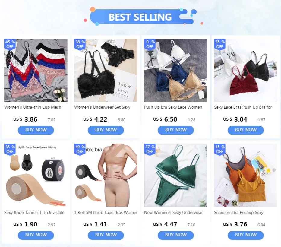 New Women's Sexy Underwear Women Bra and Panties Sets 1/2 Cup Ice Silk Sports Bra Summer Style cotton bra and panty sets
