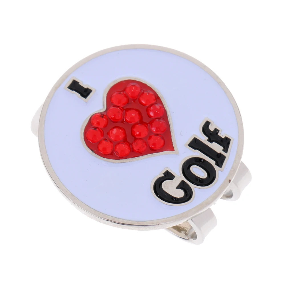 Golf Hat Clip With Detachable Magnetic Golf Ball Marker Heart Pattern