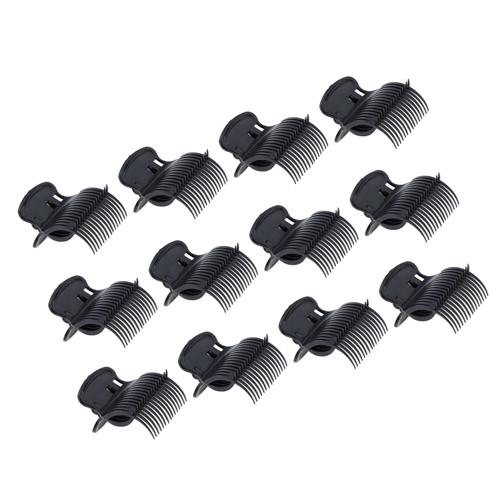 12 Pieces Universal Plastic Clips for Heated Rollers - Beige/Black