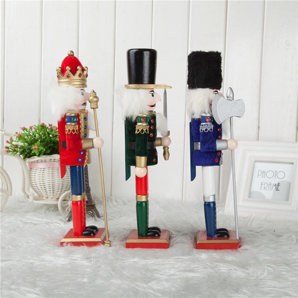 Red 30cm wooden nutcracker soldier figure puppet doll home decor toy