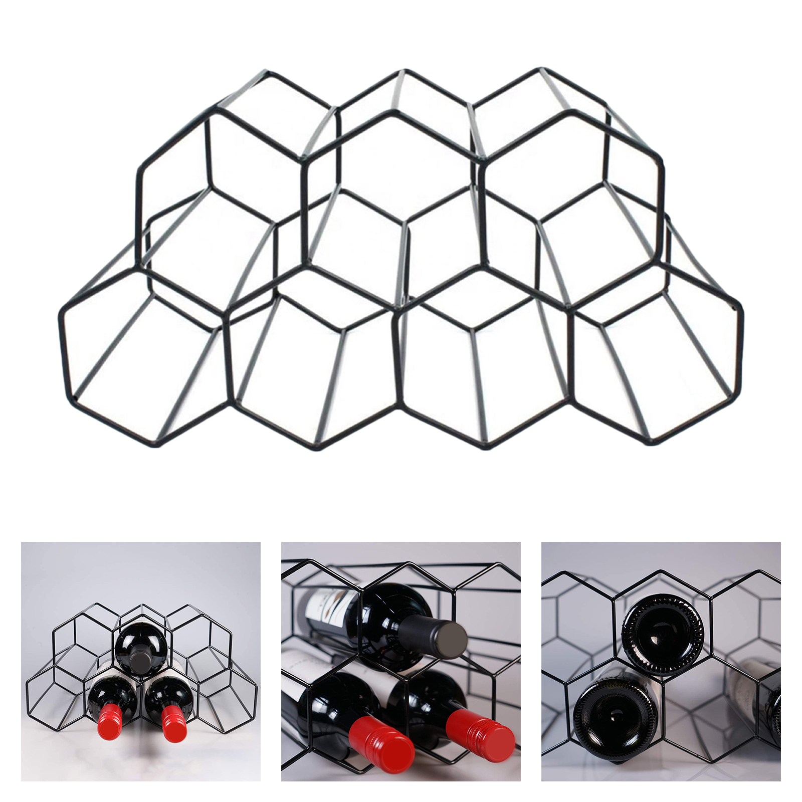 Geometric Metal Wine Racks Wine Holders for Table Top Mini Bars Home Cabinet
