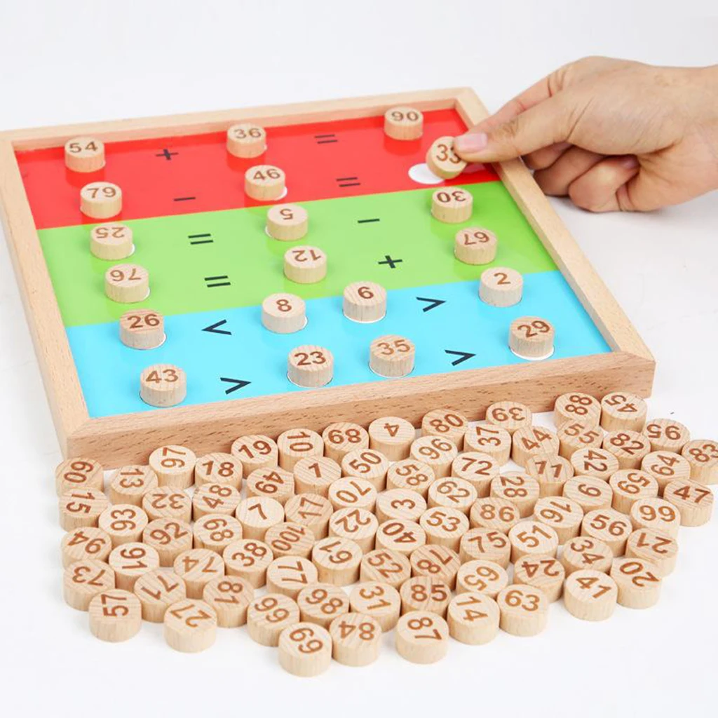 Wooden Hundred Board Game Toys-1 to 100 Consecutive Numbers for Montessori Math Educational Learning for Children 