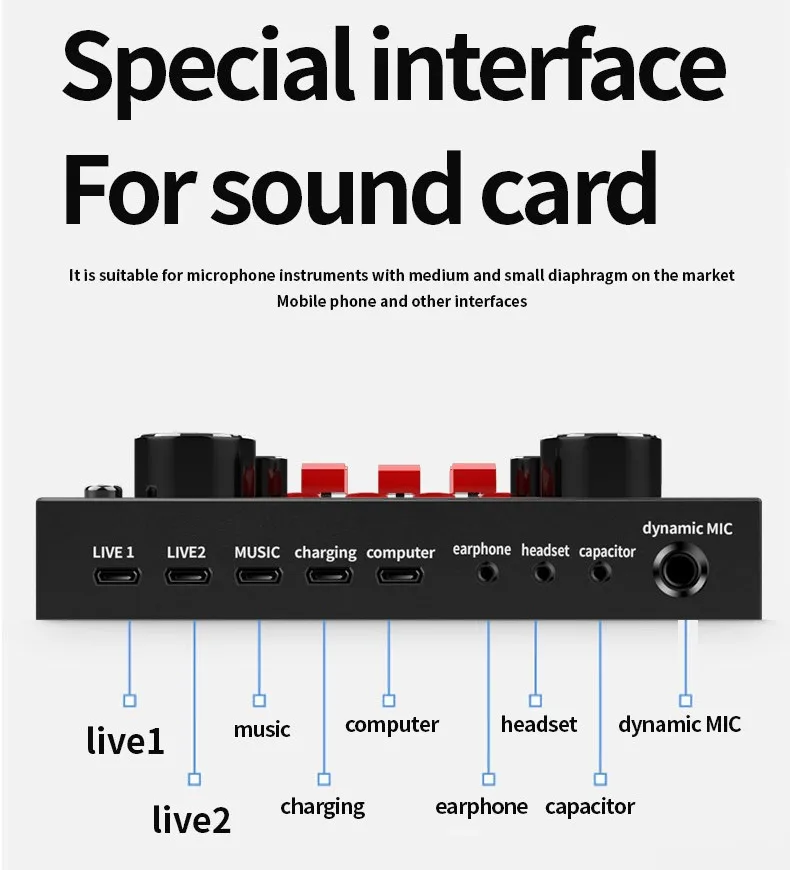 V8S Usb Interface Sound Card Audio Mixer Mikrofon Webcast Live Sound Card Usb Fungsi Untuk CellPhone Support Tik Tok