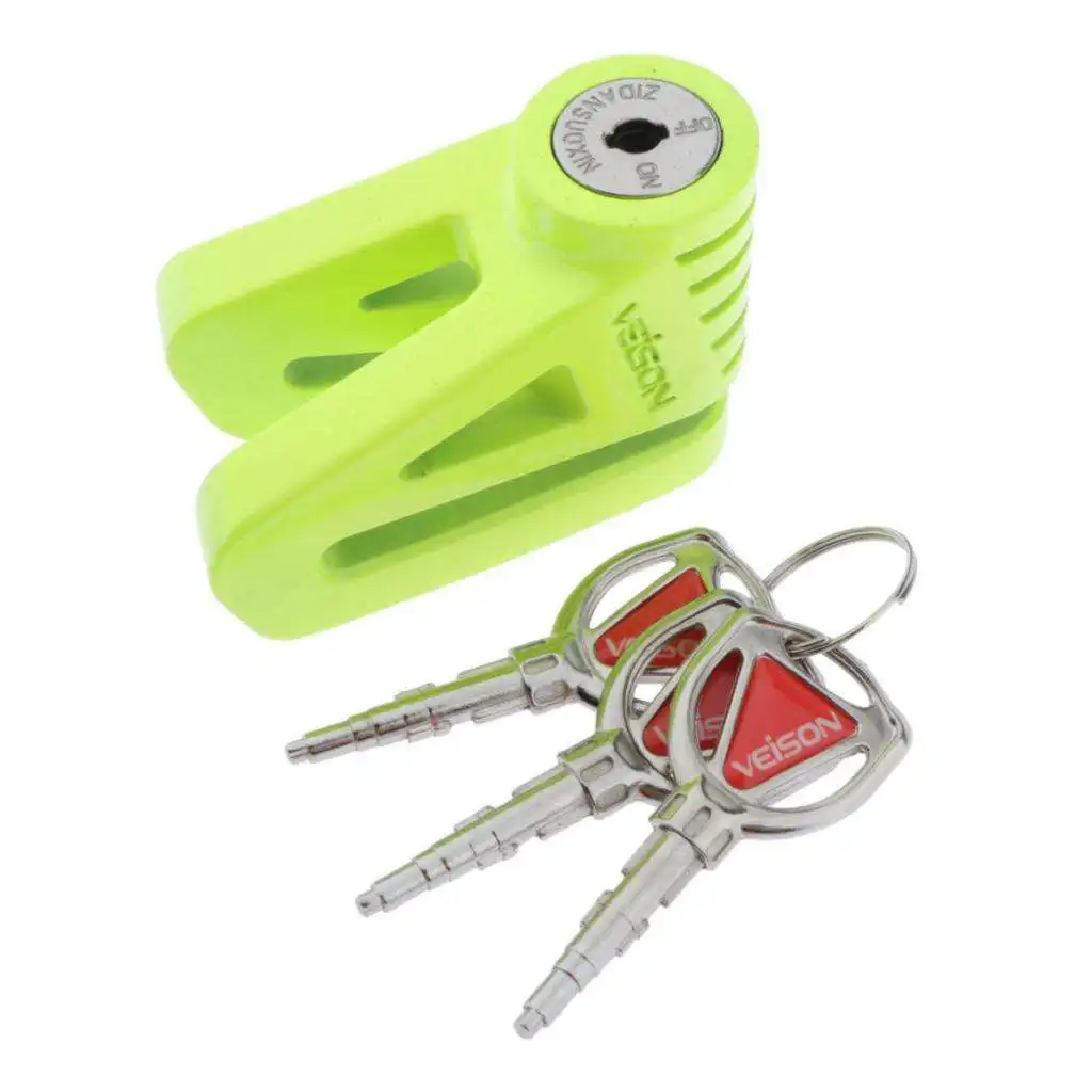 Security Anti Thief Disc Brake Lock Padlock with 6mm Harden Lock Pin for Motorbike Motorcycle Scooter - Green