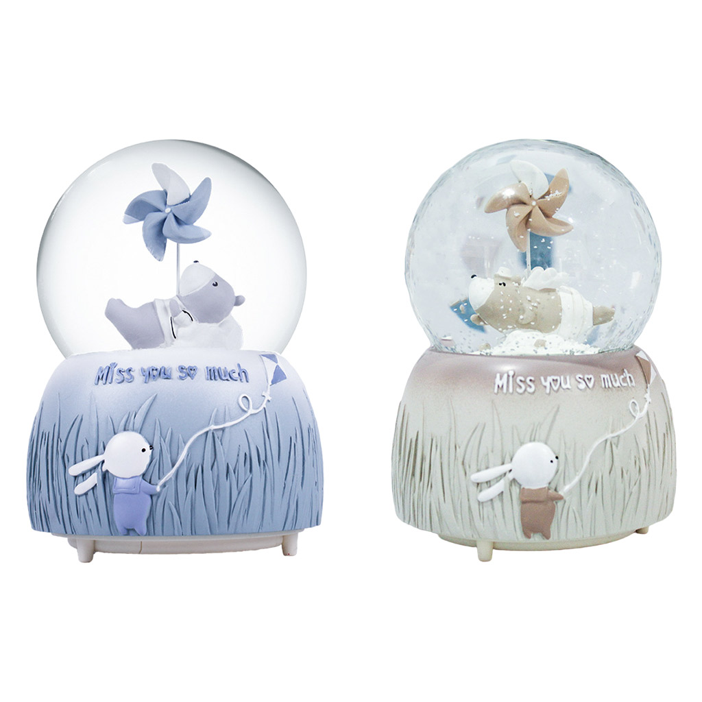 Crystal Ball Glowing Snow Globe Music Box Night Light Ornaments for Mom Kids Daughter Son