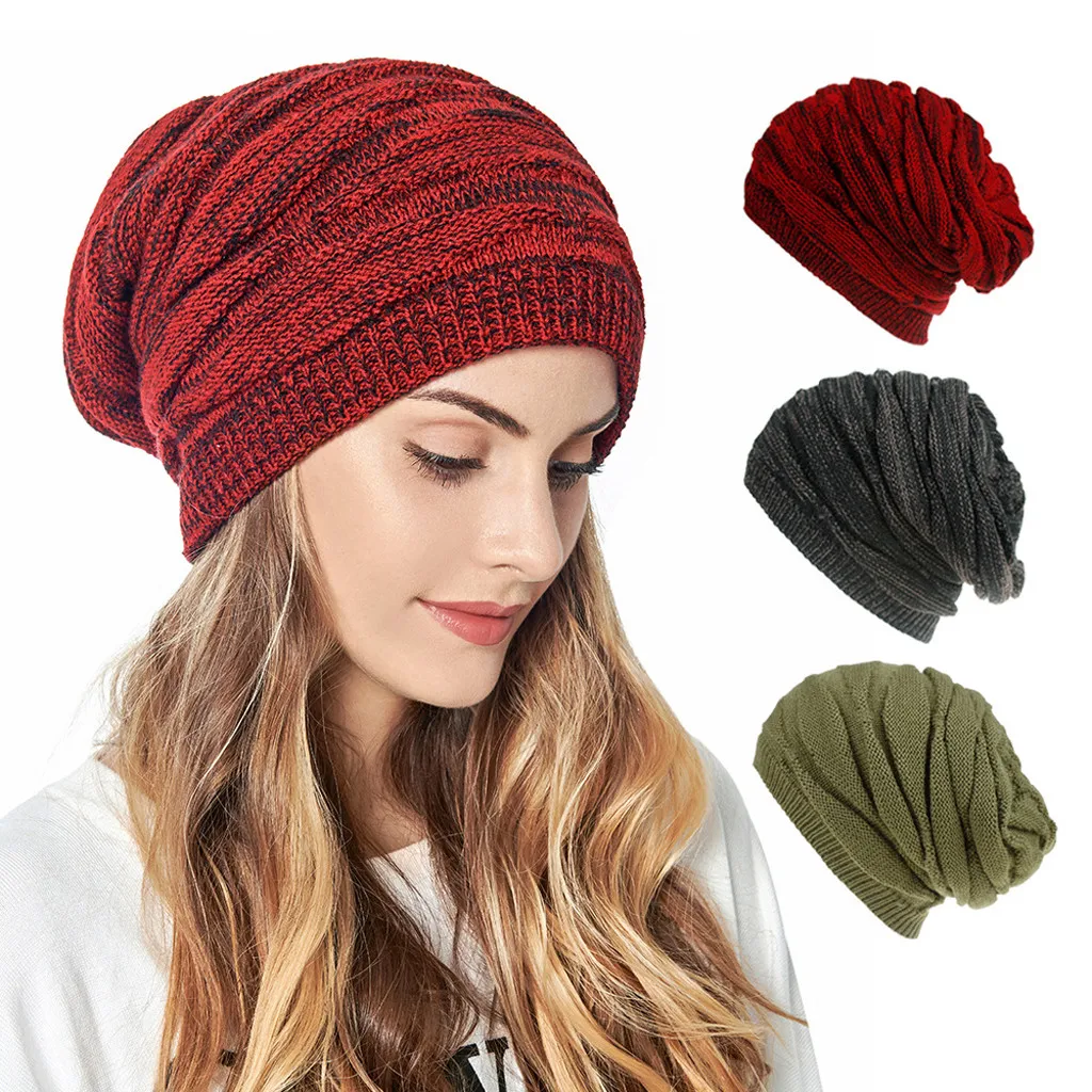 2021 Winter Warm Hats For Women Men Skiing Plush Knitted Winter Cap Beanies Unisex Solid Color Hip-Hop Skullies Beanie Female Ha skullies beanie