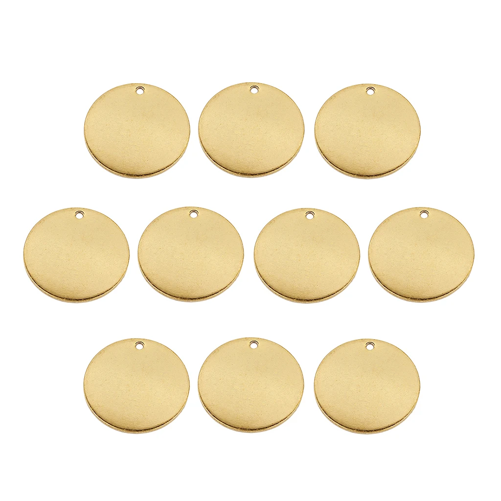 10pcs Metal Flat Round Circle Blank Coin Stamping Charm Tag Pendants Finding