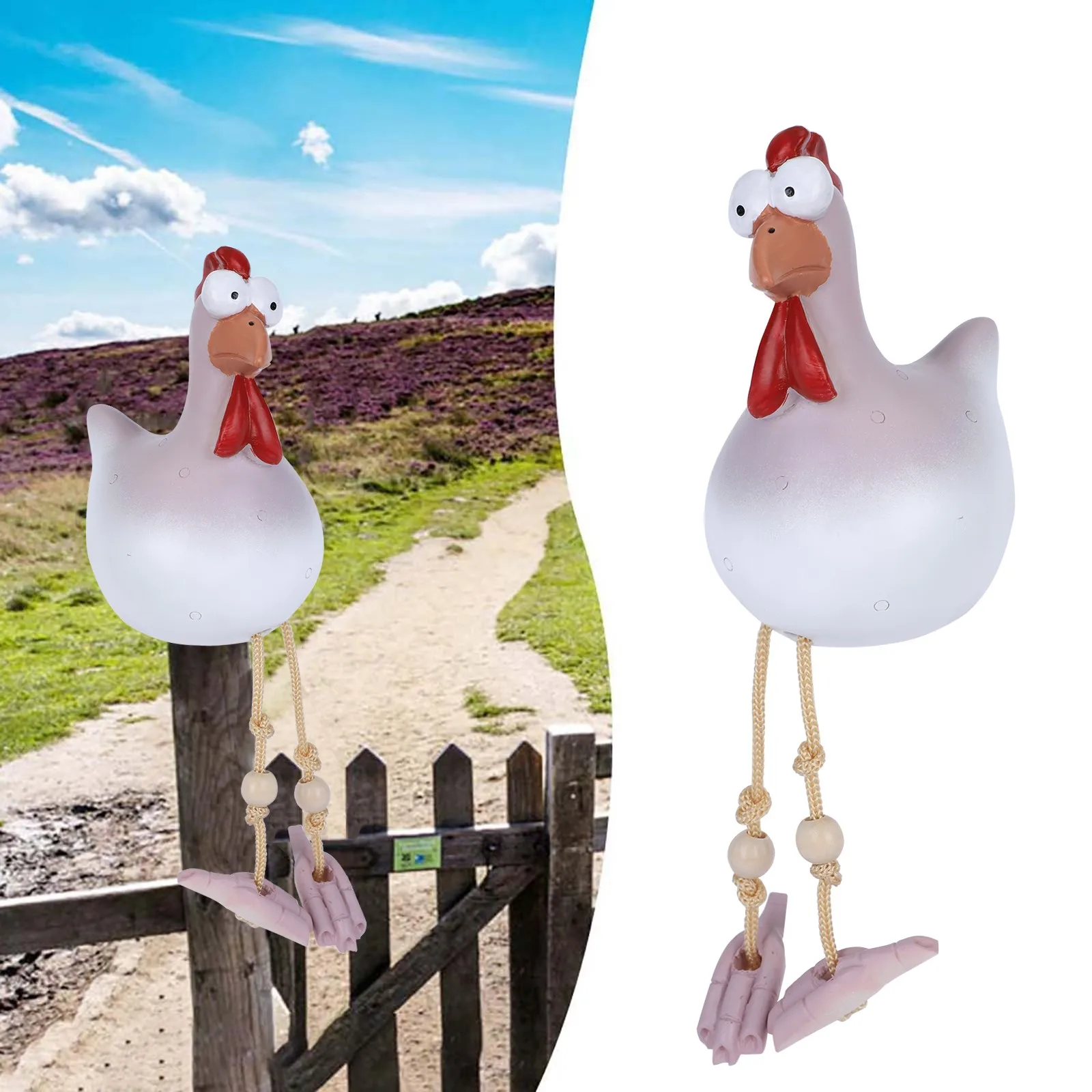 Yard Art Decor Chicken Garden Lawn Plug Hen Rooster Ornaments Hens Bird Statues Edge Seater Indoor Outdoor Backyard #P2