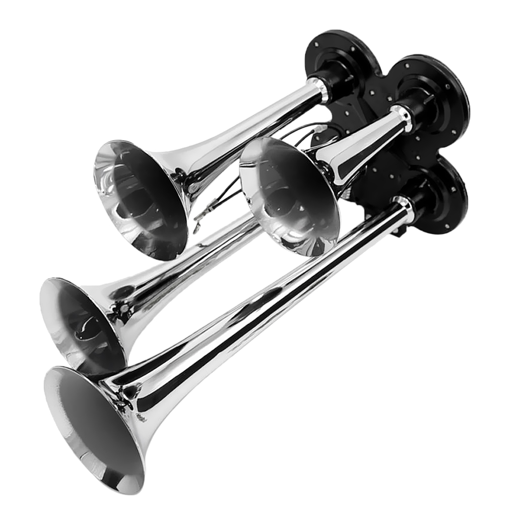 12V 150db Air Horn, 4 Trumpet Air Horn with Electric Solenoid for 12V/24V