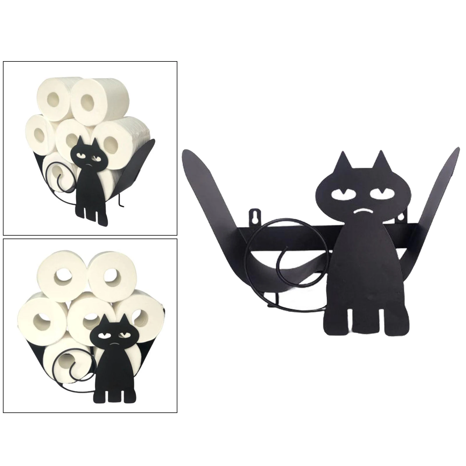 Home Iron Roll Paper Towel Holder Black Cat Crafts Bathroom Rack Ornaments Toilet Roll Holder Kitchen Bathroom Storage