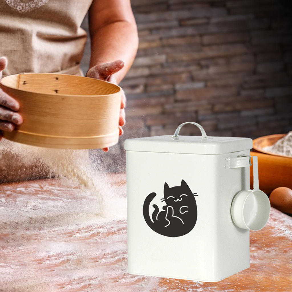 Airtight Storage Bucket with Scoop Food Storage Tin Food Canister Food Storage Container for Cat Food Dog Food Dry Food Pet Food