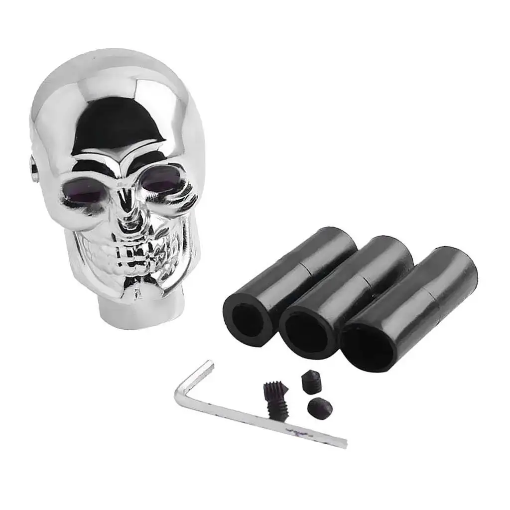 Aluminum Alloy 3D Skull Head Red Eye LED Car Manual Gear Shift Knob Lever