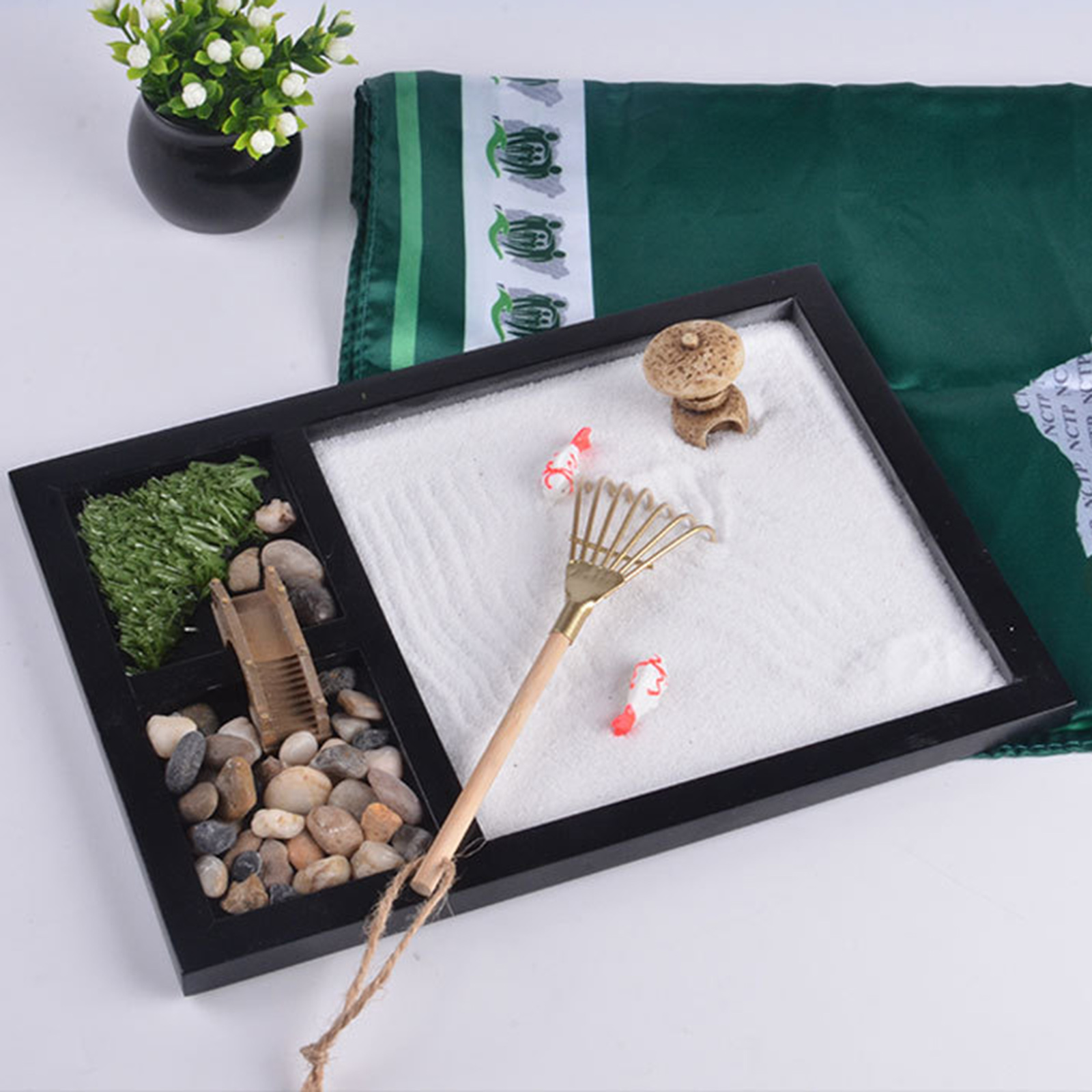 Zen Garden Kit Home & Office Desktop Decor Ornament Zen Decor Sand Garden Gift Set for Meditation Relaxation