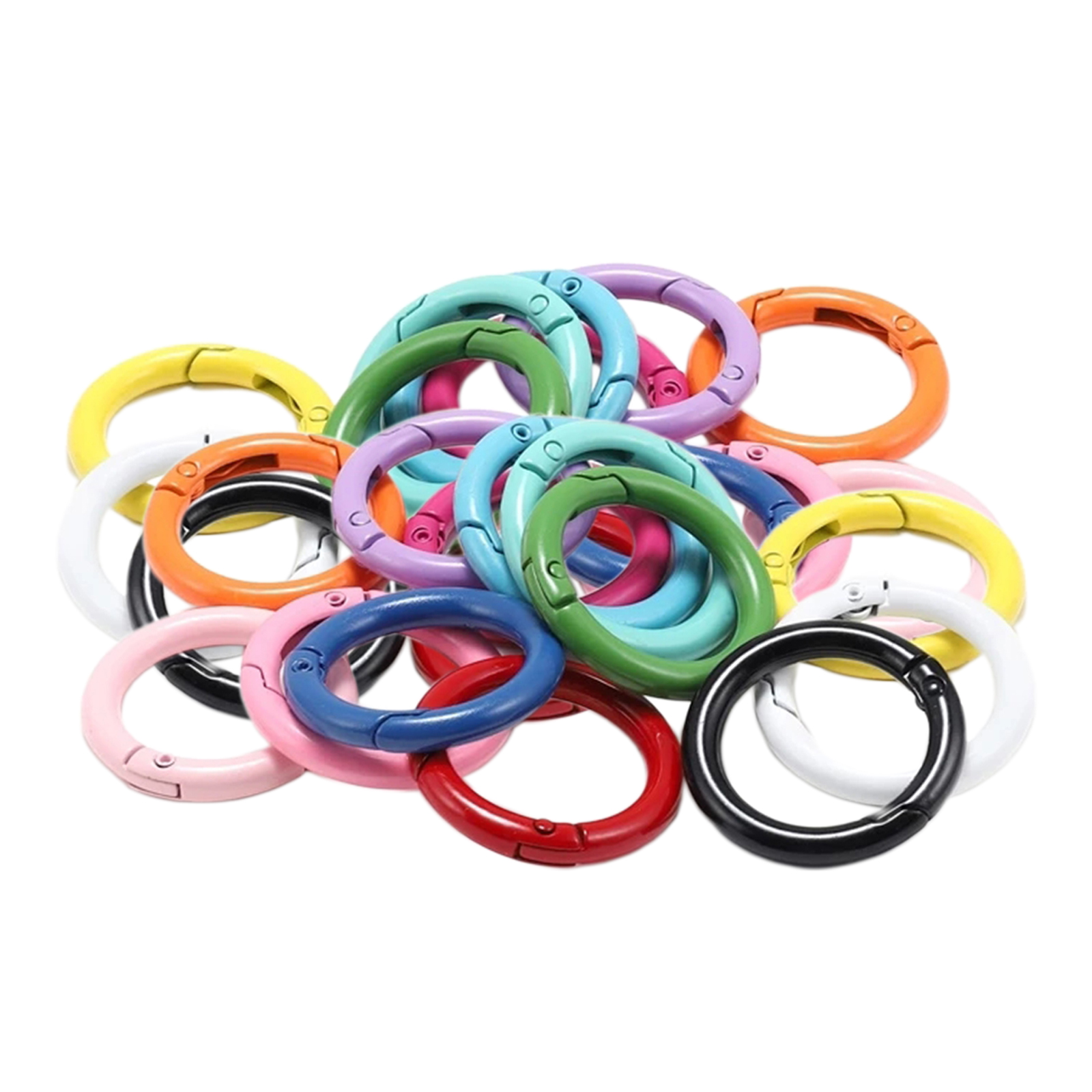 30Pcs Colorful Round Spring Snap Clip Hook Carabiner Keychain Bags Buckle Key Chain Key Mountaineering Backpack DIY Traveling