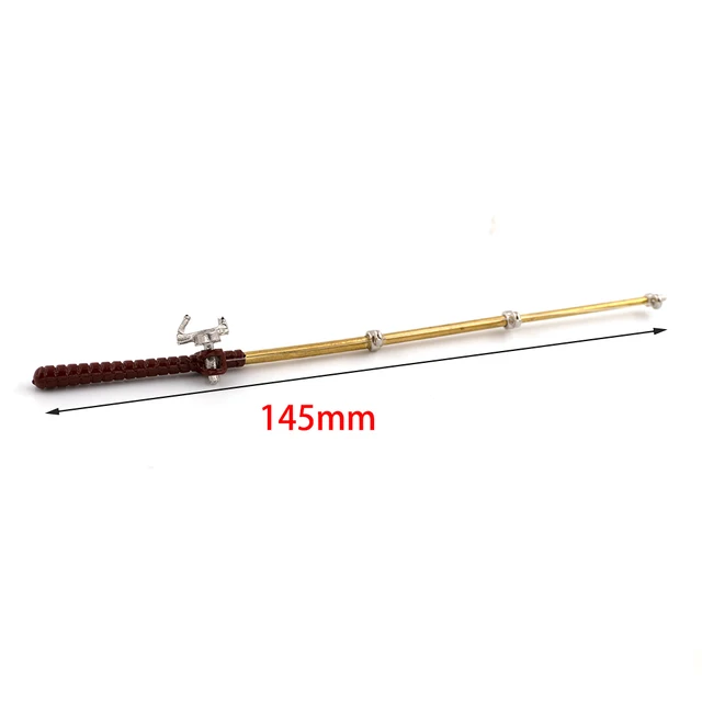 1/12 Dollhouse Miniature Accessories Mini Metal Fishing Pole with Hook  Simulation Fishing Rod Model for Doll House Decoration