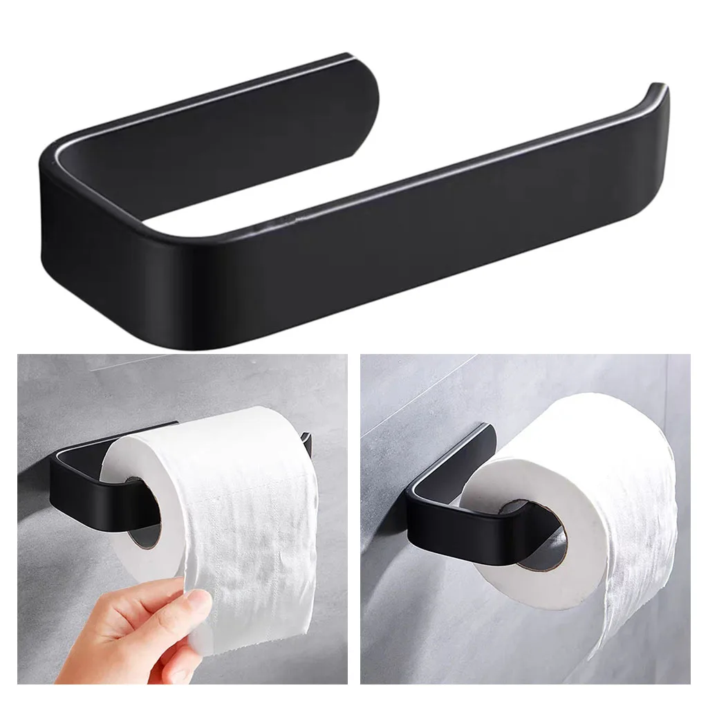 2pcs Bathroom Toilet Paper Holder Rack Adhesive Wall Mount Holder Hook