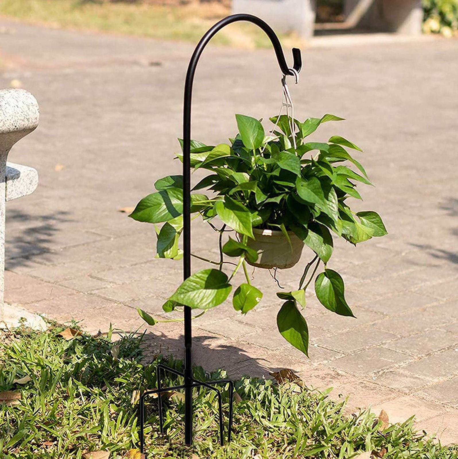 Hooks & Rails Wrought Iron Garden Lamp Hook, Rust Proof Ground Rod