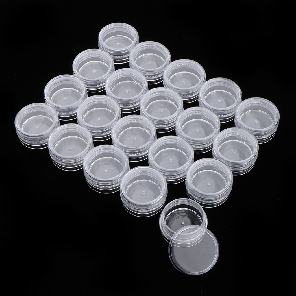 Pack Of 20pcs 3G Empty Plastic Cosmetic Containers, Clear Round Sample Pots Jars With Screw Cap Lids