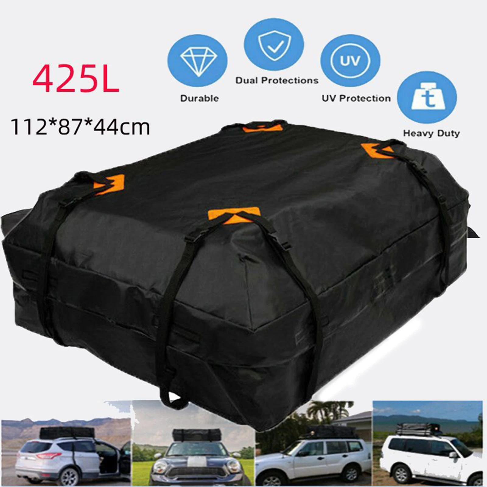 Waterproof 420D Oxford Cloth Cargo Luggage Storage Carrier Bag Mat for Car Van Foldable Black