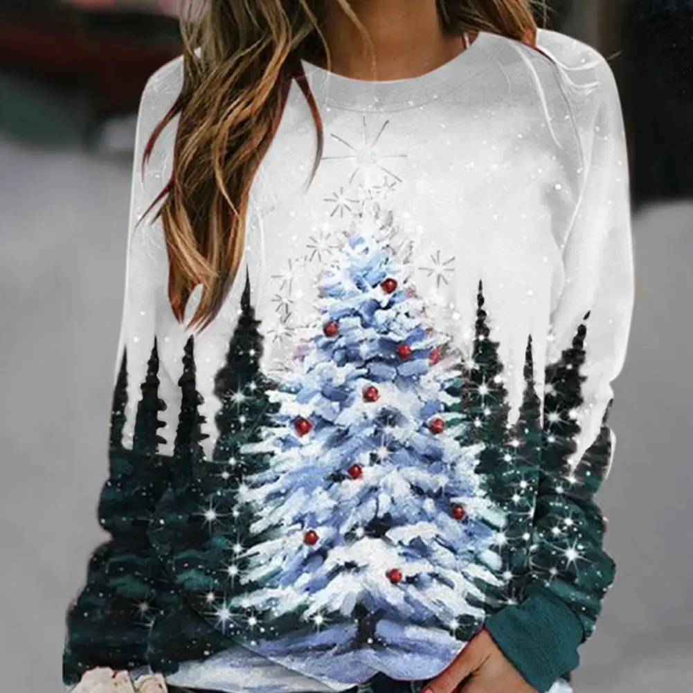 Women Tie Christmas Tree Classic Drawstring Sweatshirt
