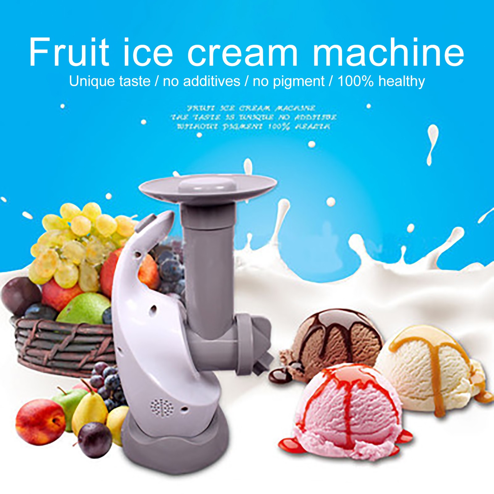 Automatic Ice Cream Maker Yogurt Sherbet Machine Compressor EU DIY Large Sprout Easy Operation