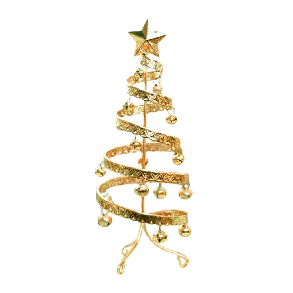 Nordic Style Metal Christmas Tree w/ Small Bells Top Star Home Centerpiece