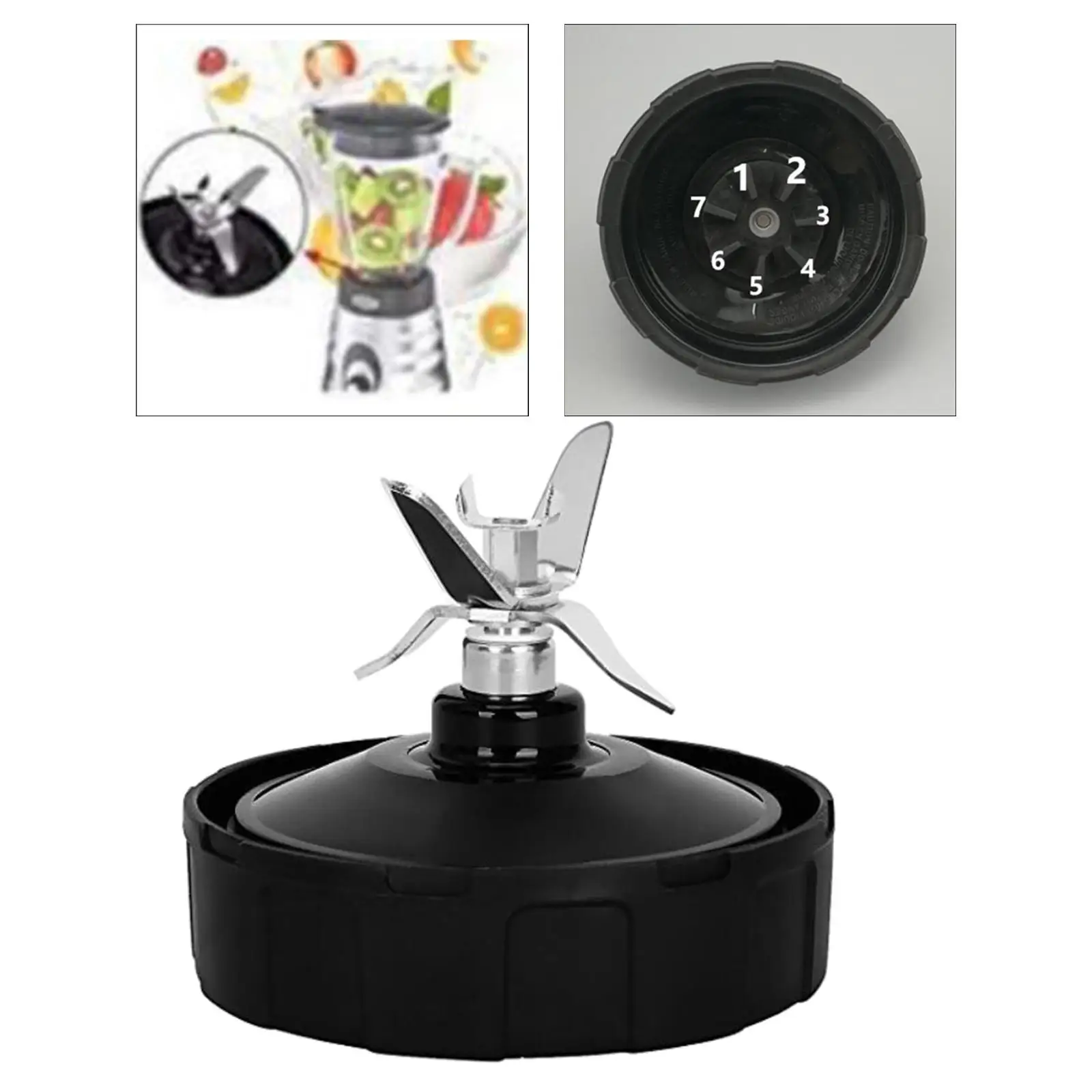 1 Set Extractor Blade 7 fin`s Black Stainless Steel Part Accs Juice Bottom Durable Blenders Compatible for Nutri Ninja
